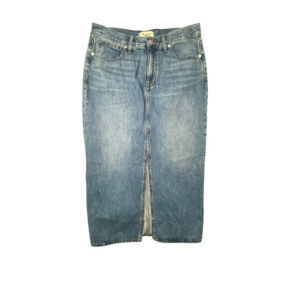 Madewell Womens Denim Mid-Rise Maxi Skirt in‎ Pratt Wash Size 30